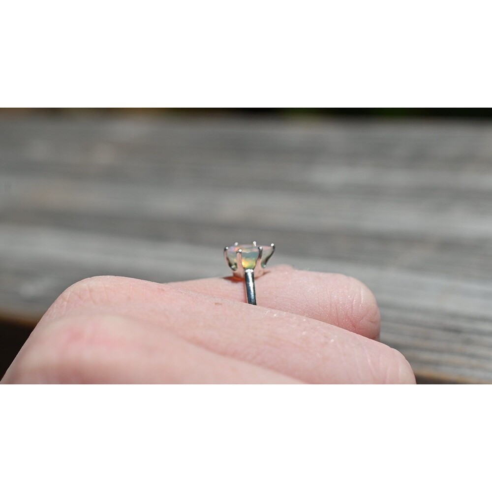 opal ring, unique opal ring, alternative engagement ring  jewelry for her, birth - Picture 3 of 6